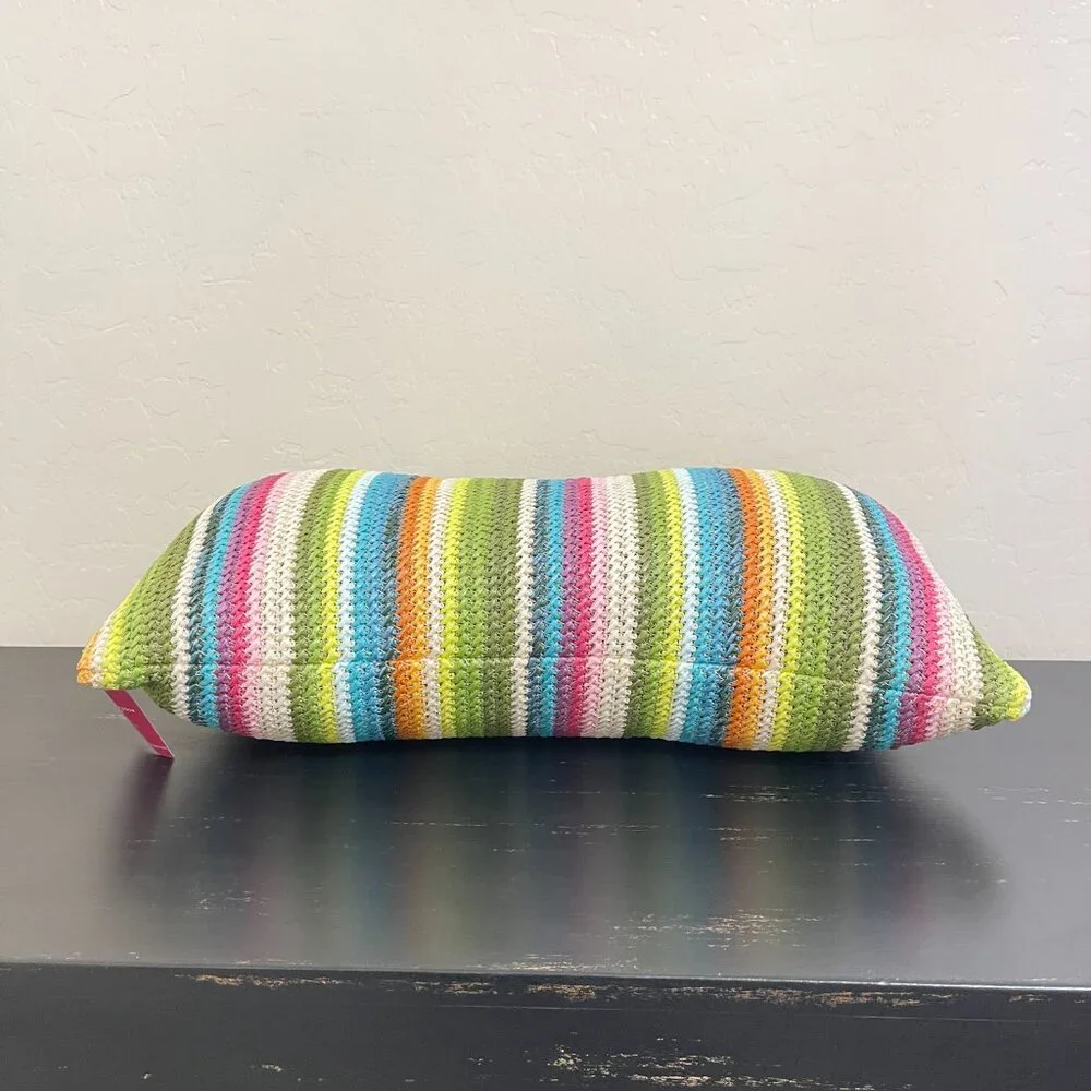 Sunglow Style Striped Woven Pillow Rectangle NWT New Colorful